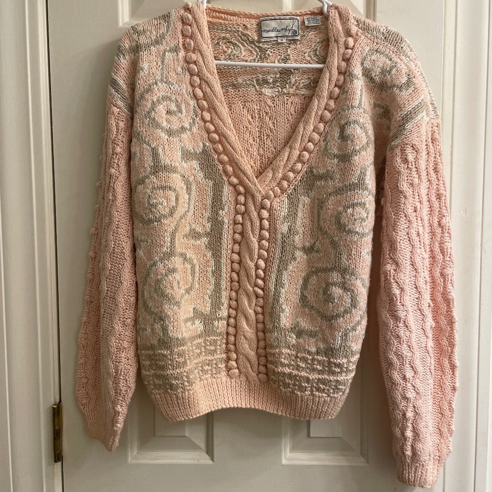 Vintage Needleworks Light Pink Hand Knit Sweater